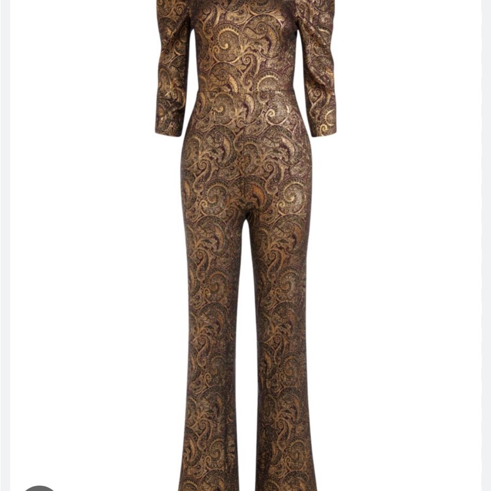 Alice + Olivia
Jorah Brocade Puff-Sleeve Wide-Leg Jumpsuit xs